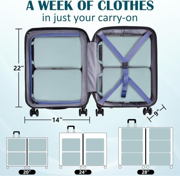 Compression Packing Cubes for Travel, 2 Set Compression Bags Travel Cubes for Packing Suitcase Organizer Bags Set, Travel Accessories Luggage Organizer Bags, Blue - Image 8