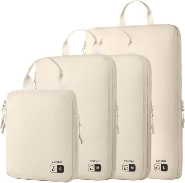 EPICKA 4 Set Ultra-Lightweight Compression Packing Cubes - Water Resistant Durable Travel Organizers Bags, Expandable Travel Accessories for Carry on, Luggage, Suitcase, Backpack - Image 2