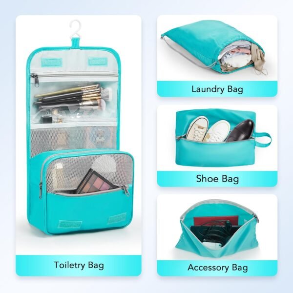 10 Set Compression Packing Cubes for Travel Essentials,Compressible Expandable Packing Cubes for Suitcase,OlarHike Luggage Organizer Bags for Travel,Handy Helper for Organizing Clothes(Cyan) - Image 6