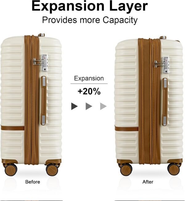 Joyway Luggage Set 7 Piece Suitcase Sets with Spinner Wheel,Hardside Expandable Travel Laggage with TSA Lock (18/20/24/28 White - Image 4
