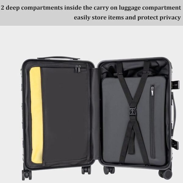 20 Inch Hardside Carry On Luggage with Spinner Wheels, Carbon Fiber Hard Shell Rolling Suitcase Built-In TSA Lock USB for Lightweight Travel Airline Approved - Image 6