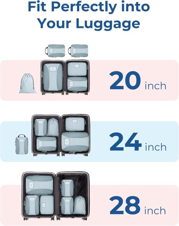 BAGSMART Compression Packing Cubes, 6 PCS Packing Cubes for Suitcases, Travel Bags Organizer for Luggage, Lightweight Packing Cubes for Travel Essentials - Image 4