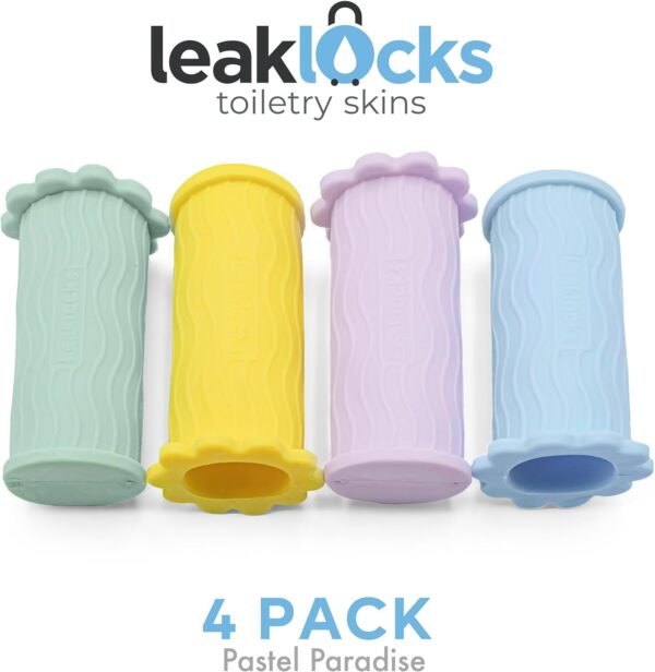 LeakLocks® Toiletry Skins™ Elastic Sleeve for Leak Proofing Travel Container in Luggage. For Standard and Travel Sized Toiletries. Reusable Accessory for Travel Bag Suitcase and Carry-on Luggage - Image 3