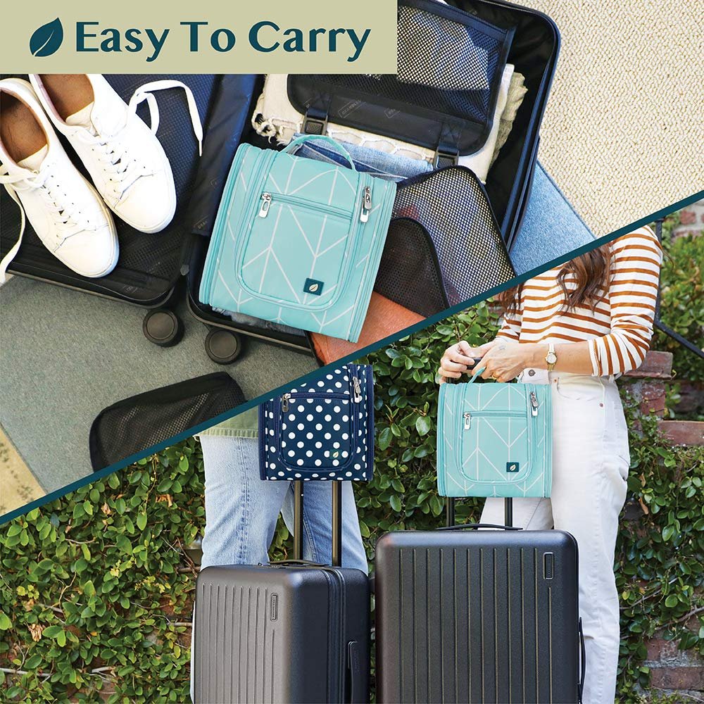 PAVILIA Toiletry Bag Travel Bag for Women Men, Hanging Cosmetic Organizer, Water Resistant Makeup Bag for Accessories Toiletries, Large Travel Essentials Kit (Teal Chevron) - Image 8