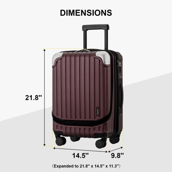 LEVEL8 Grace Carry on Luggage Airline Approved, 20 Inch Expandable Hardside Suitcases with wheels, Abs+Pc Harshell Spinner Luggages with Tsa Lock, Red - Image 10