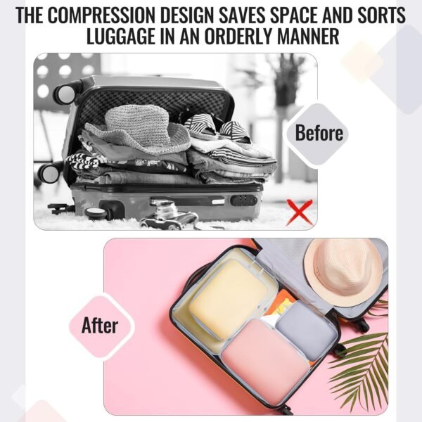 4 Pack Compression Packing Cubes for Suitcases Expandable Waterproof Travel Bags Suitcase Organizer Bags Set for Women Men - Image 4