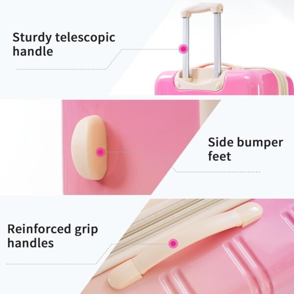 Merax Suitcase Set, Hardshell Luggage Sets 3 Piece with Spinner Wheels, Expandable Gradient Color Suitcase with TSA Lock Lightweight 20" 24" 28", Pink and Yellow - Image 5