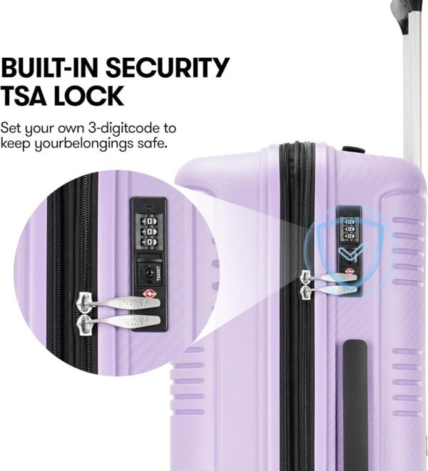 3 Piece Luggage Sets for Women,Durable Expandable Large Suitcases with Spinner Wheels Tsa Lock, 20in/25in/29in,Purple - Image 6