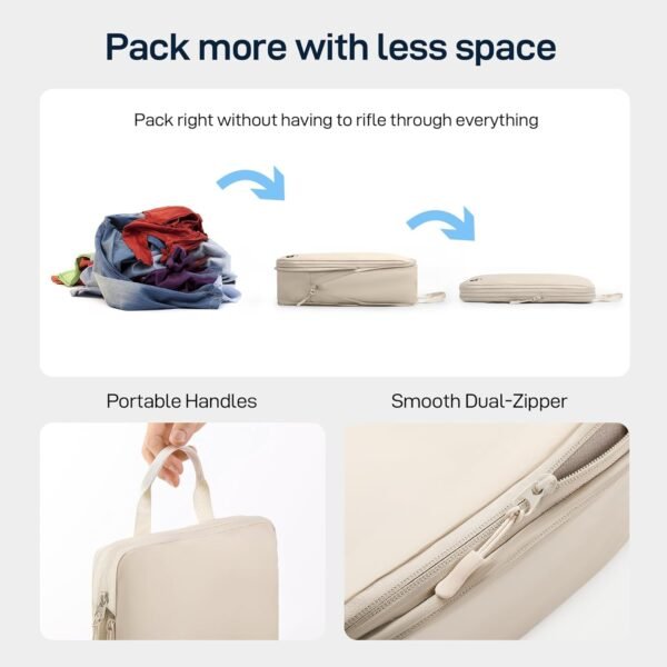 EPICKA 4 Set Ultra-Lightweight Compression Packing Cubes - Water Resistant Durable Travel Organizers Bags, Expandable Travel Accessories for Carry on, Luggage, Suitcase, Backpack - Image 5