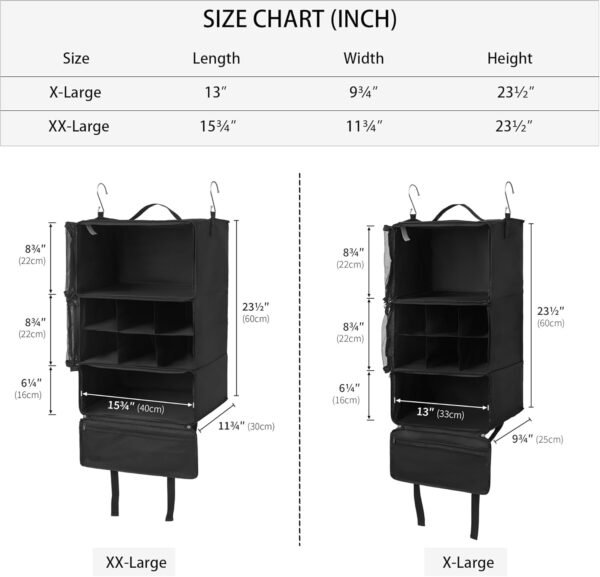 GRANNY SAYS Compression Packing Cubes for Travel, Extra Large Hanging Luggage Organizer, 3-Shelf Foldable Hanging Travel Shelves with 2 Hooks and Window, Packing Cubes for Carry on Suitcase Organizer - Image 3