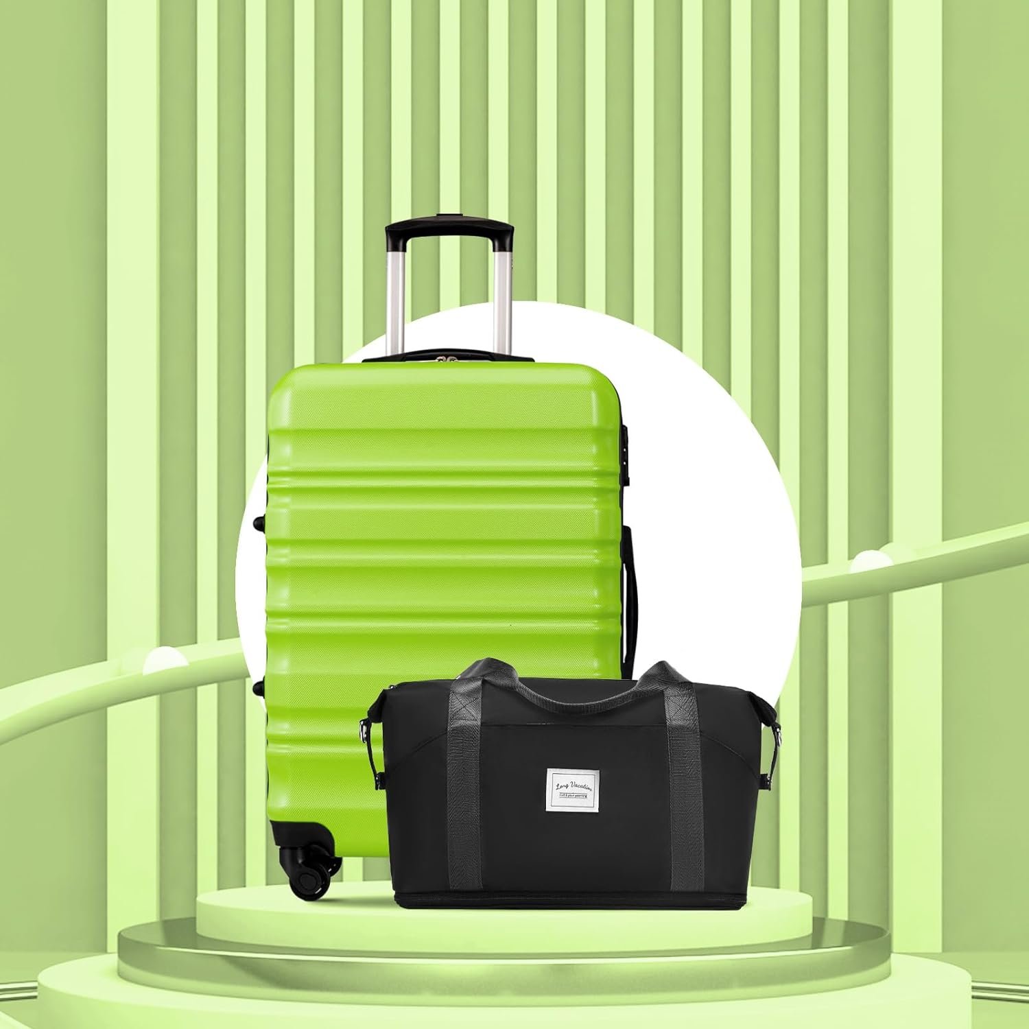 LONG VACATION Luggage Set 4 Piece Luggage with ABS hardshell TSA Lock Spinner Wheels Carry on Suitcase (APPLE GREEN, 6 piece set) - Image 3