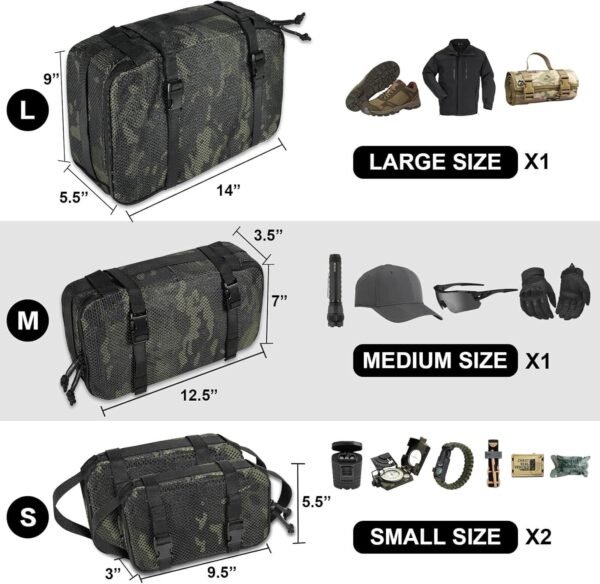 4 Set Tactical Packing Cubes ，Compressible Mesh Duffle Storage Bag,Portable Edc Molle Pouch Organizer. - Image 5