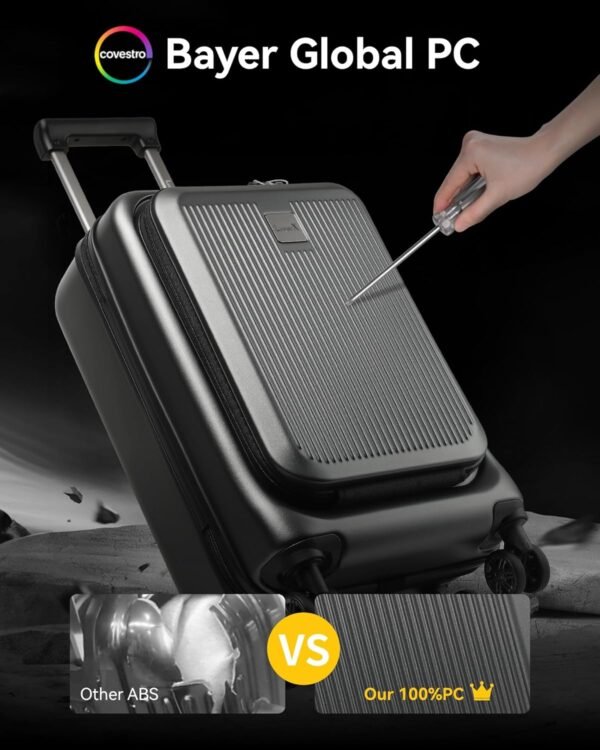LUGGEX Carry on Luggage 22x14x9 Airline Approved, Expandable PC Hard Shell Suitcase with Front Pocket, Luggage with USB Port (White, 20 Inch, 36.7L) - Image 8