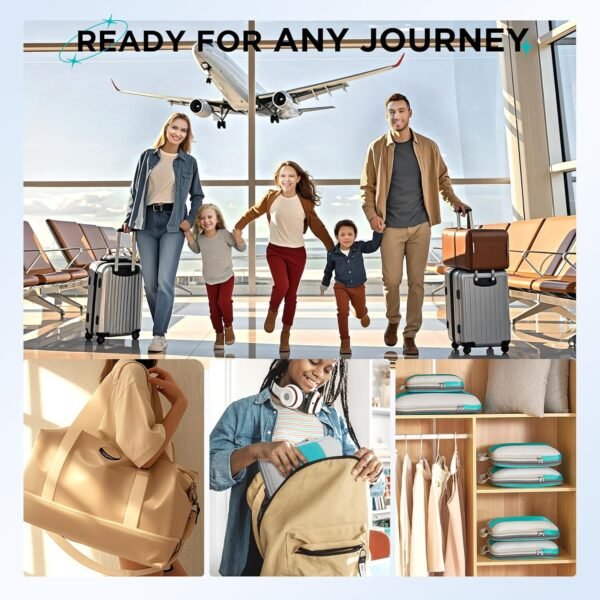 10 Set Compression Packing Cubes for Travel Essentials,Compressible Expandable Packing Cubes for Suitcase,OlarHike Luggage Organizer Bags for Travel,Handy Helper for Organizing Clothes(Cyan) - Image 10
