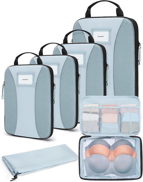 BAGSMART Compression Packing Cubes, 6 PCS Packing Cubes for Suitcases, Travel Bags Organizer for Luggage, Lightweight Packing Cubes for Travel Essentials - Image 2