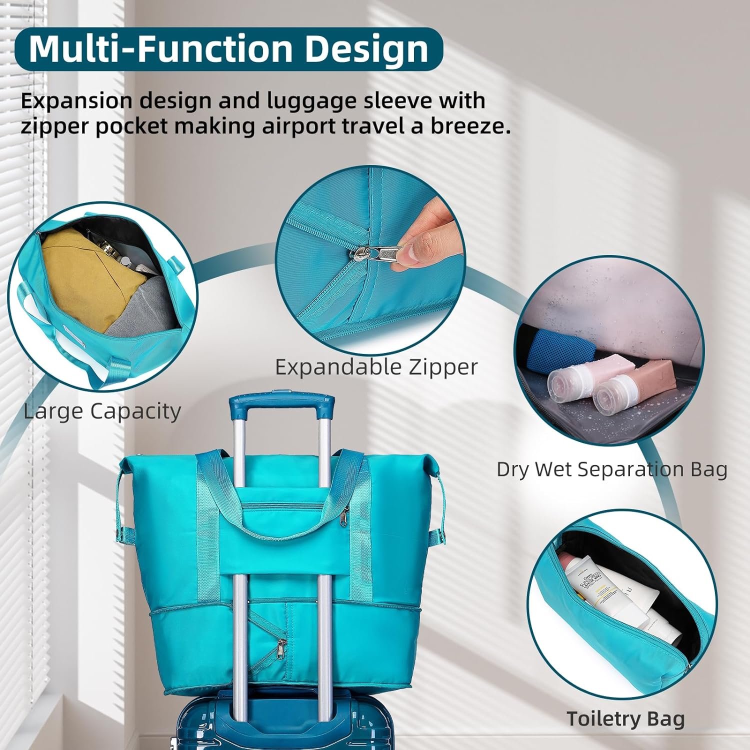 LARVENDER Luggage Sets 6 Piece, Expandable PC+ABS Hardside Multicolor Suitcase Sets with TSA Lock Double Spinner Wheels, Ocean Breeze - Image 7