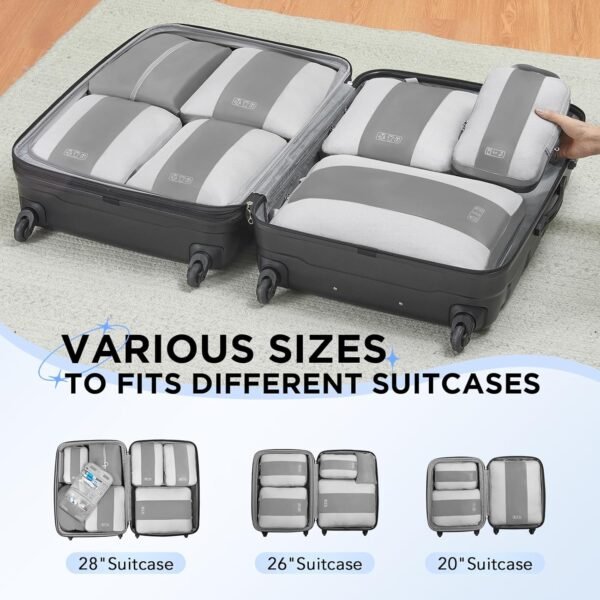 10 Set Compression Packing Cubes for Travel Essentials,Compressible Expandable Packing Cubes for Suitcase,OlarHike Luggage Organizer Bags for Travel,Handy Helper for Organizing Clothes(Grey) - Image 9