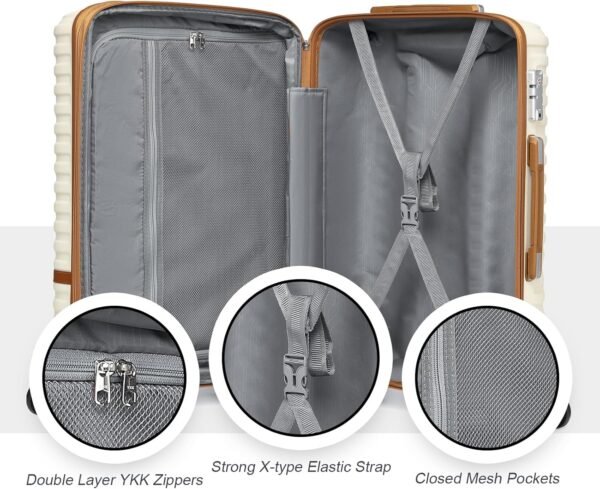 Joyway Luggage Set 7 Piece Suitcase Sets with Spinner Wheel,Hardside Expandable Travel Laggage with TSA Lock (18/20/24/28 White - Image 10