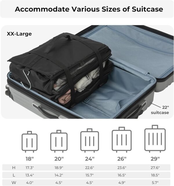 GRANNY SAYS Compression Packing Cubes for Travel, Extra Large Hanging Luggage Organizer, 3-Shelf Foldable Hanging Travel Shelves with 2 Hooks and Window, Packing Cubes for Carry on Suitcase Organizer - Image 8