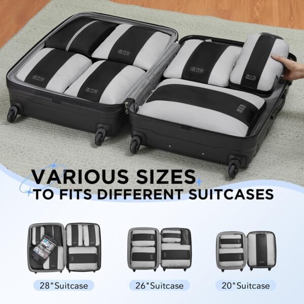 10 Set Compression Packing Cubes for Travel Essentials,Compressible Expandable Packing Cubes for Suitcase,OlarHike Luggage Organizer Bags for Travel,Handy Helper for Organizing Clothes(Black) - Image 9