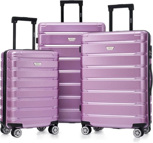 Merax Luggage Set 3 Piece, Hard Shell PC+ABS Lightweight Suitcase Set with Spinner Wheels, for Travel Women Men (Purple) - Image 2