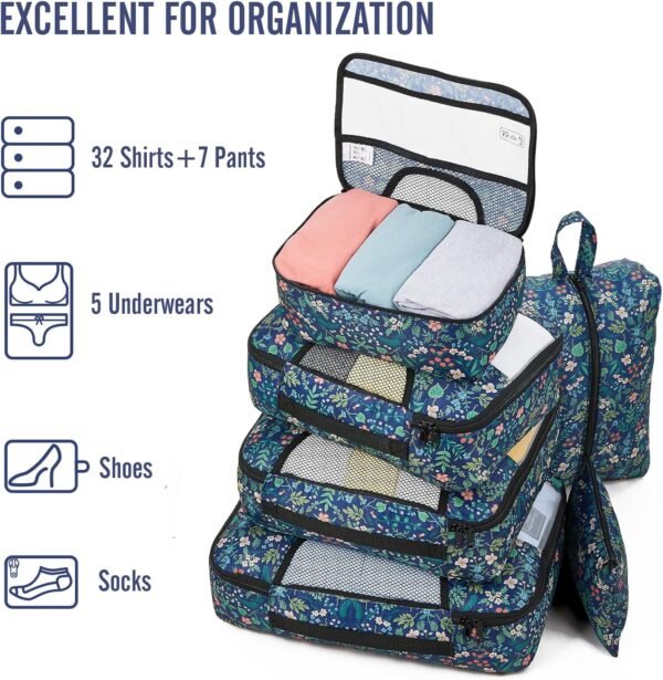 Veken 8 Set Packing Cubes for Travel Essentials, Suitcase Organizer Bags Set for Luggage, Road Trip Travel Accessories in 4 Sizes (Extra Large, Large, Medium, Small) - Image 6
