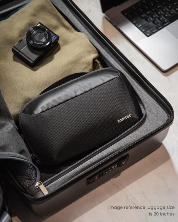 tomtoc Electronic Organizer Accessory Tech Pouch for MacBook Charger, Cables, Power Bank, Hard Drive, Cords, Water-resistant Storage Bag with Removable Card Slots for USB Adapter, Memory Card, Black - Image 8