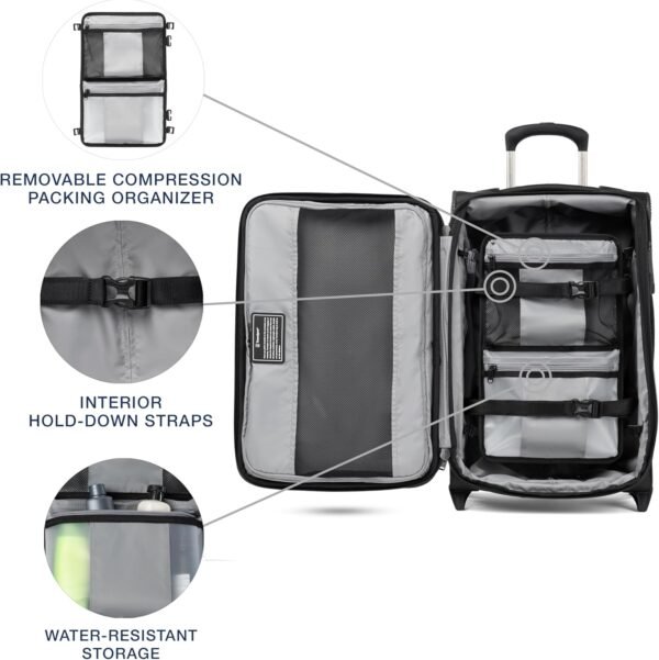 Travelpro Crew Classic Lightweight Softside Expandable Carry on Luggage, 2 Wheel Upright Rollaboard Suitcase, Men and Women, Carry On 22-Inch, Black - Image 5