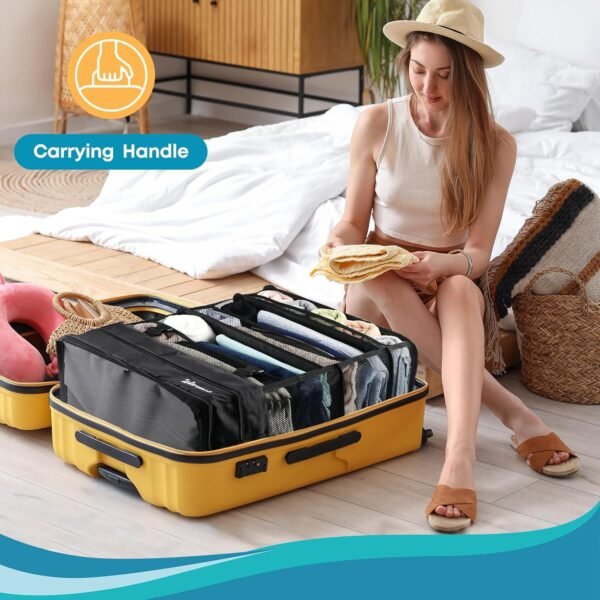Hanging Suitcase Organizer & Travel Shelves, Hanging Packing Cubes for Travel, Suitcase Hanging Organizer for Carry-on Luggage, Easy Packing & Wrinkle-Free Clothes, Black - Image 6