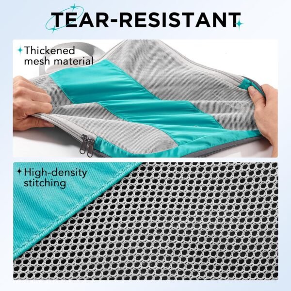 10 Set Compression Packing Cubes for Travel Essentials,Compressible Expandable Packing Cubes for Suitcase,OlarHike Luggage Organizer Bags for Travel,Handy Helper for Organizing Clothes(Cyan) - Image 5