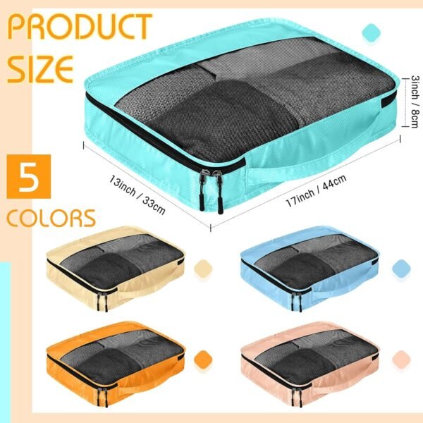 5 Pcs Packing Cubes for Suitcase Large Travel Cubes Carry on Luggage Organizer Bags for Clothes Accessories (L,Pastel) - Image 3