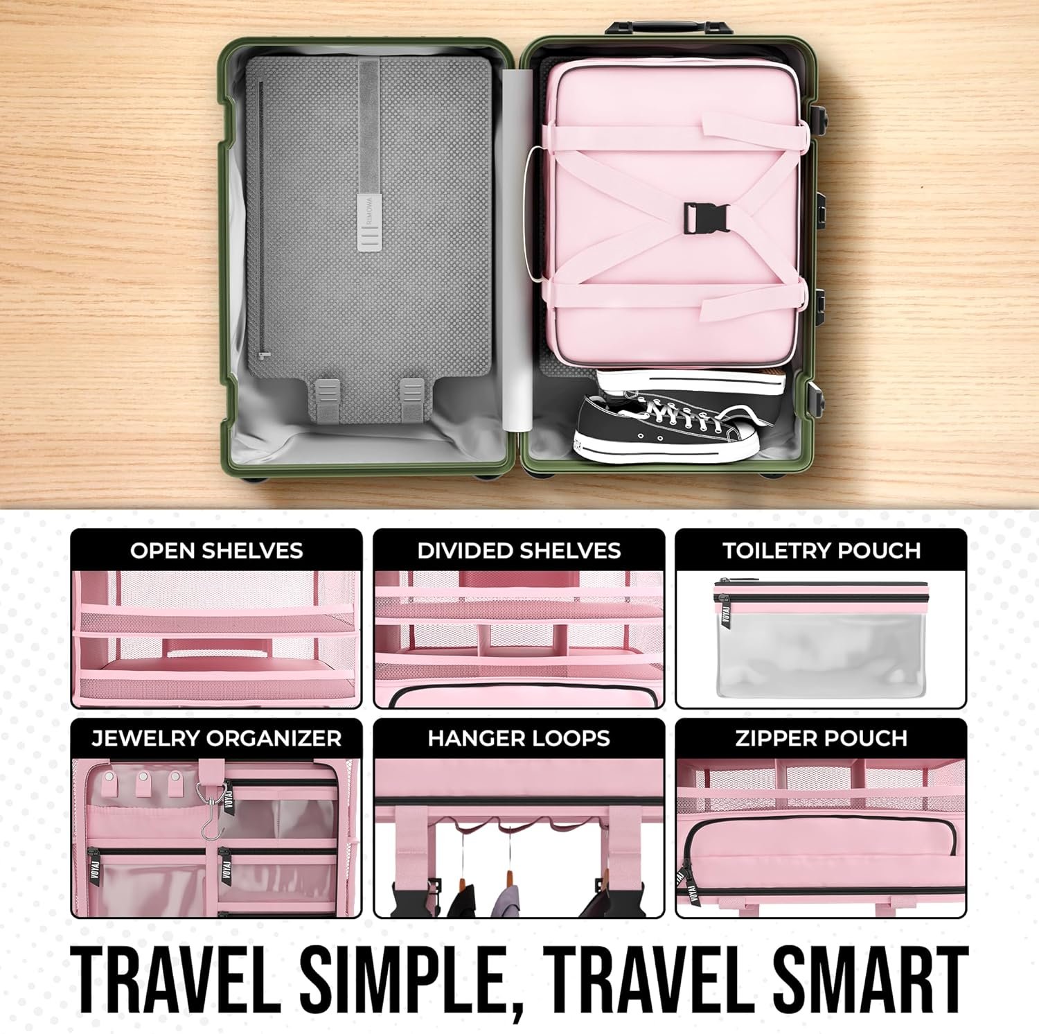 Voyaj Hanging Suitcase Organizer for Travel - Carry On Closet, Luggage Organizers, Travel Organizer - Easily Fits Carry On for Wrinkle Free Packing - Image 7