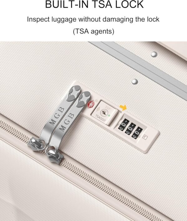 MGB 20 Inch Carry On Luggage with Wheels PC Hard Shell Suitcase Top Opening Aluminum Frame Travel Luggage Suitcases for Woman Men Gifts 22 X 14 X 9 Airline Approved with TSA Lock - Image 8