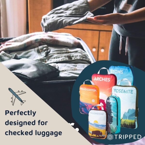Packing Cubes for Travel-Extra Large Luggage Organizers 7 Piece Set-Ultralight, Expandable/Compression Bags for Clothes by TRIPPED Travel Gear (National Parks) - Image 10