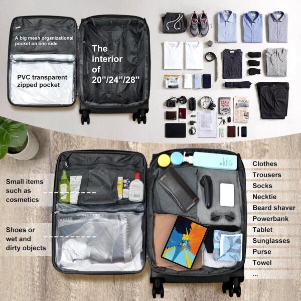 Verdi Softside Expandable Carry-On Luggage with Spinner Wheel USB Port Lightweight (Black, 20-Inch Carry-On) - Image 7