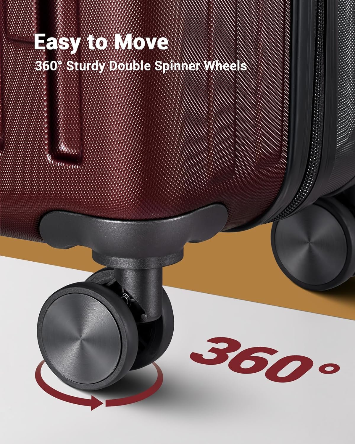 2 Piece Luggage Set, Hardside Lightweight Suitcase Sets with Double Spinner Wheels airline-approved carry-on luggage (20/28inch, Red&Black) - Image 6