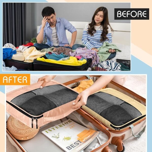 5 Pcs Packing Cubes for Suitcase Large Travel Cubes Carry on Luggage Organizer Bags for Clothes Accessories (L,Pastel) - Image 7