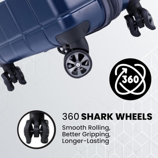 Spyder Carve 3 Piece Set with 360° Spinner Wheels, TSA Approved Lock, (20 Inch, 25 Inch, 29 Inch) Navy - Image 4