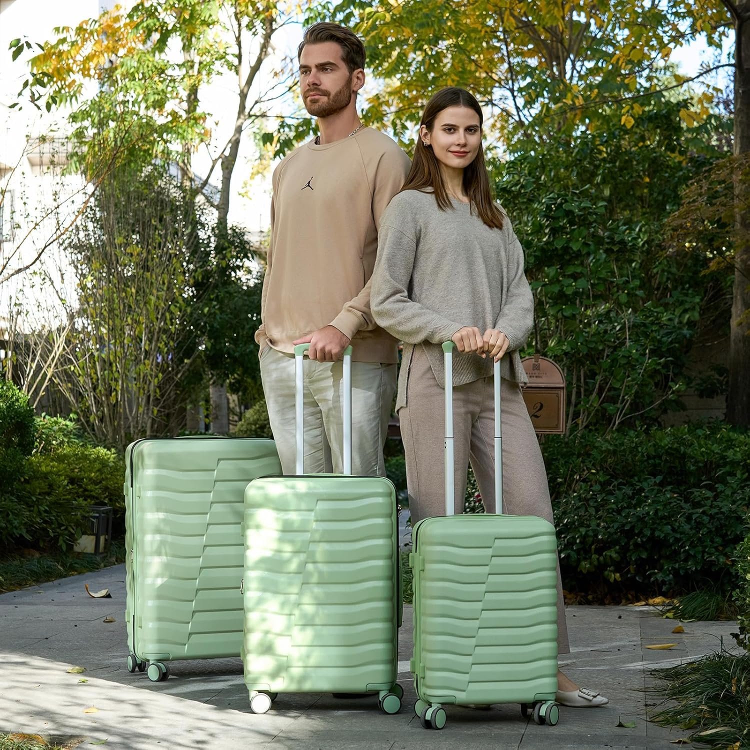 Lightweight Luggage with Spinner Wheels & YKK Zipper, 3-Piece Suitcase ABS+PC Hardside Luggage Set with TSA Lock, Light Avocado Green (20+24+28 inch) - Image 10
