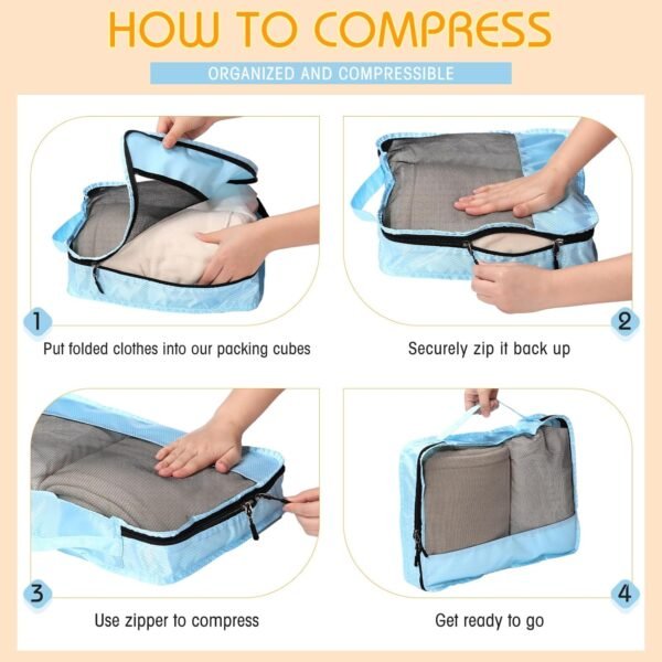 5 Pcs Packing Cubes for Suitcase Large Travel Cubes Carry on Luggage Organizer Bags for Clothes Accessories (L,Pastel) - Image 5