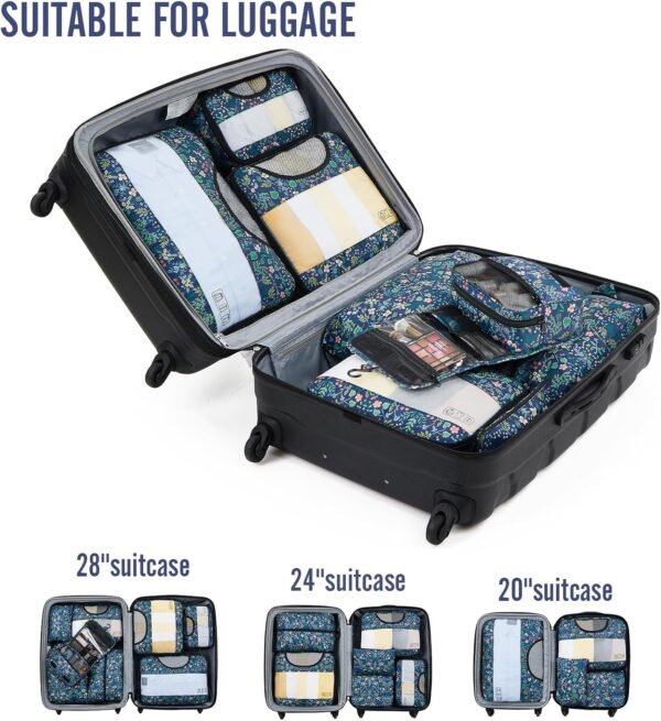 Veken 8 Set Packing Cubes for Travel Essentials, Suitcase Organizer Bags Set for Luggage, Road Trip Travel Accessories in 4 Sizes (Extra Large, Large, Medium, Small) - Image 7