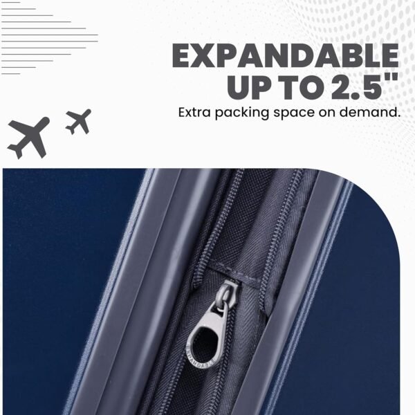 Spyder Carve 3 Piece Set with 360° Spinner Wheels, TSA Approved Lock, (20 Inch, 25 Inch, 29 Inch) Navy - Image 6