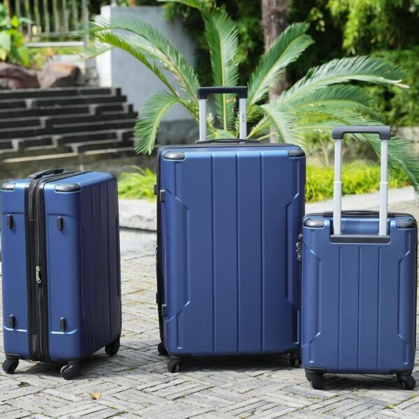 Merax Luggage Expandable Lightweight Spinner Suitcase with Corner Guards (Blue, 3-Piece Set (20/24/28) - Image 3