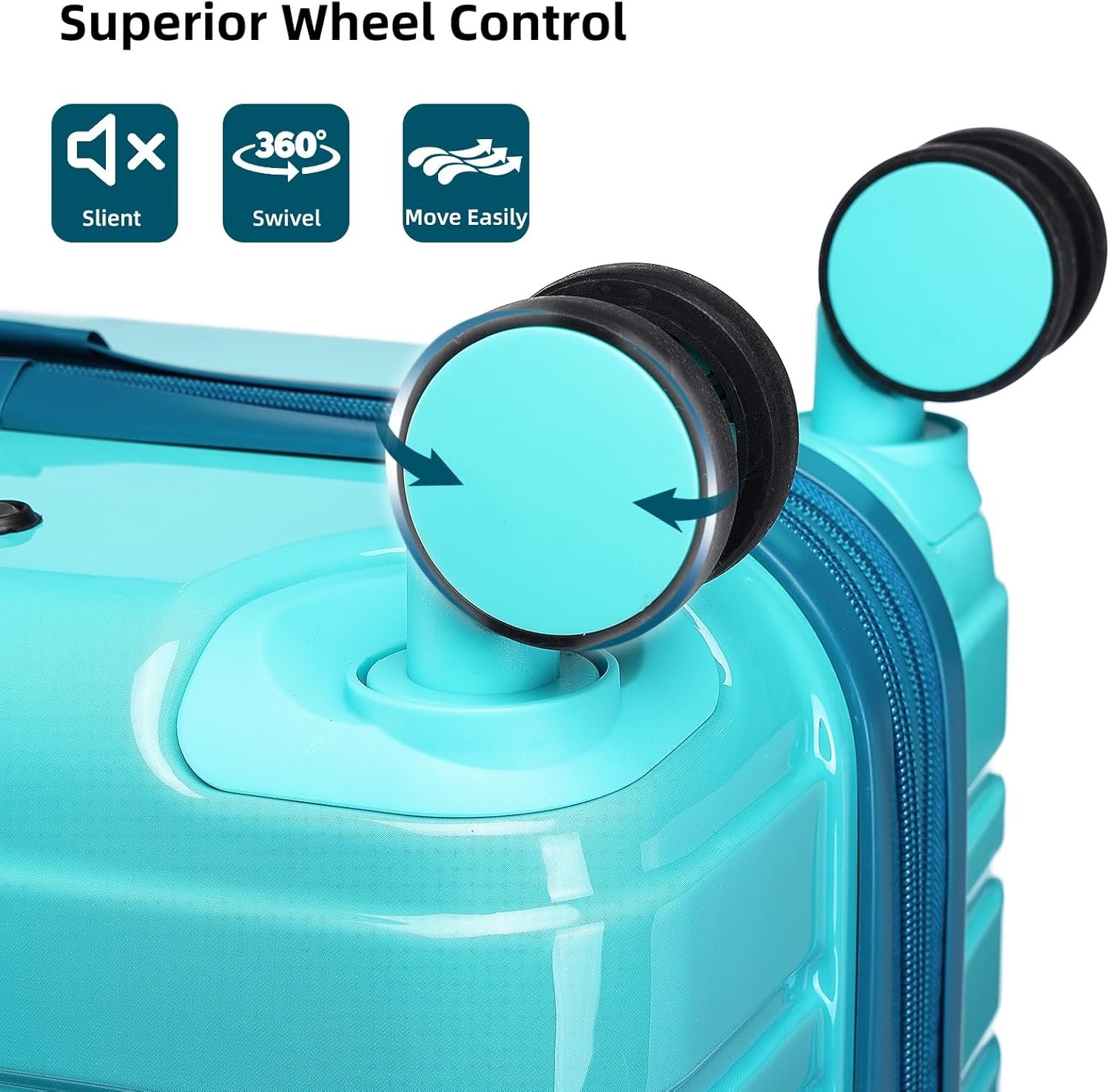 LARVENDER Luggage Sets 6 Piece, Expandable PC+ABS Hardside Multicolor Suitcase Sets with TSA Lock Double Spinner Wheels, Ocean Breeze - Image 8