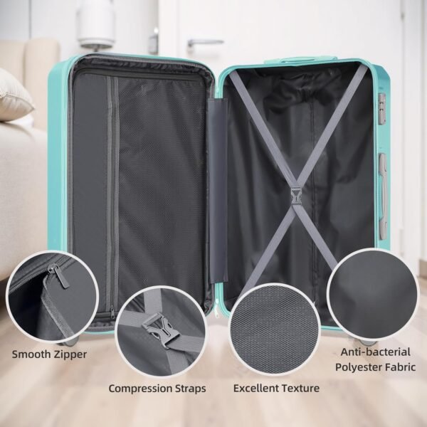 LARVENDER Luggage Set 6 Piece Large Suitcases with Wheels, Suitcase Set ABS Hard Shell Luggage Sets with Spinner Wheels, Carry On Luggage TSA Lock Travel Luggage for Men Women(Sky Blue) - Image 10