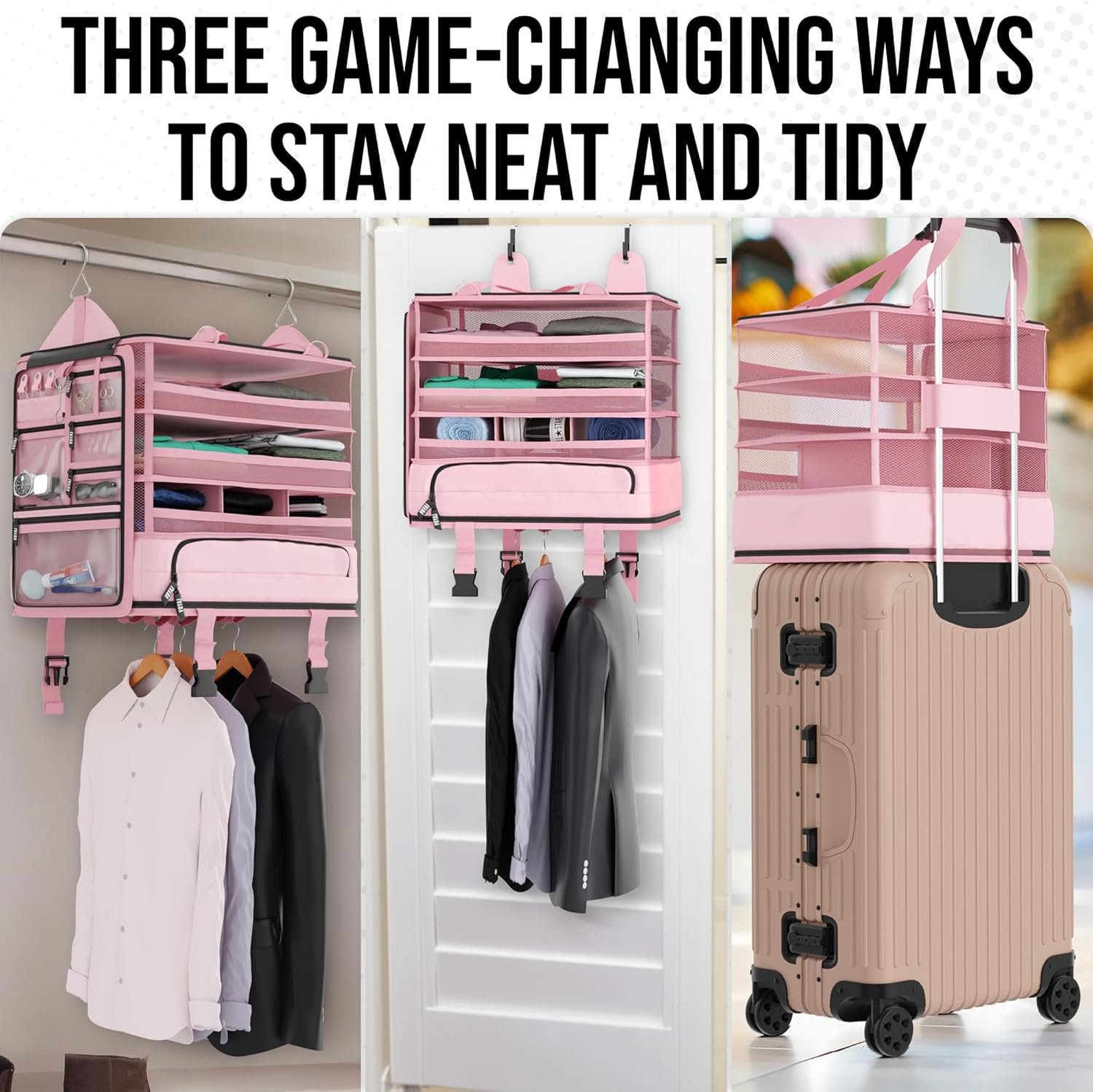 Voyaj Hanging Suitcase Organizer for Travel - Carry On Closet, Luggage Organizers, Travel Organizer - Easily Fits Carry On for Wrinkle Free Packing - Image 6