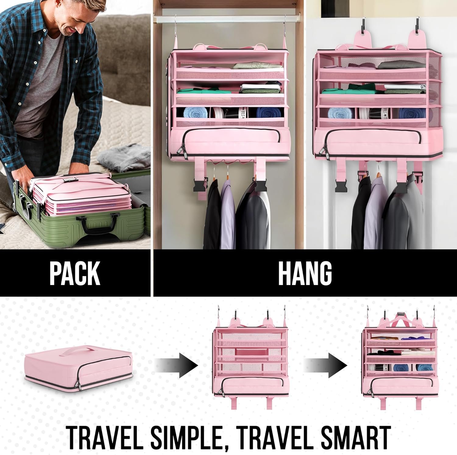 Voyaj Hanging Suitcase Organizer for Travel - Carry On Closet, Luggage Organizers, Travel Organizer - Easily Fits Carry On for Wrinkle Free Packing - Image 8