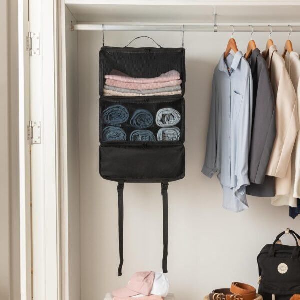 GRANNY SAYS Compression Packing Cubes for Travel, Extra Large Hanging Luggage Organizer, 3-Shelf Foldable Hanging Travel Shelves with 2 Hooks and Window, Packing Cubes for Carry on Suitcase Organizer - Image 10