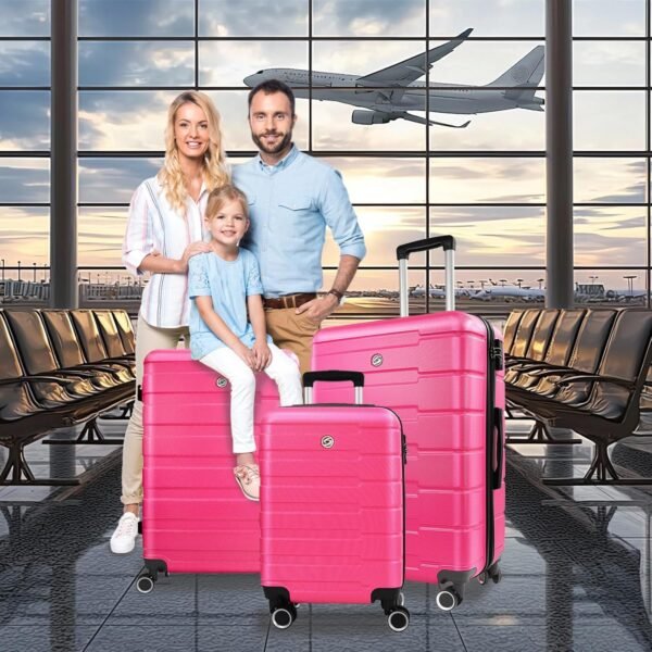 ILLUMINEW Luggage Sets with Durable Lightweight Carry-On Suitcases, Spinner Wheels, and TSA-Approved Lock (LOGO, Rose Red, 20/24/28) - Image 8