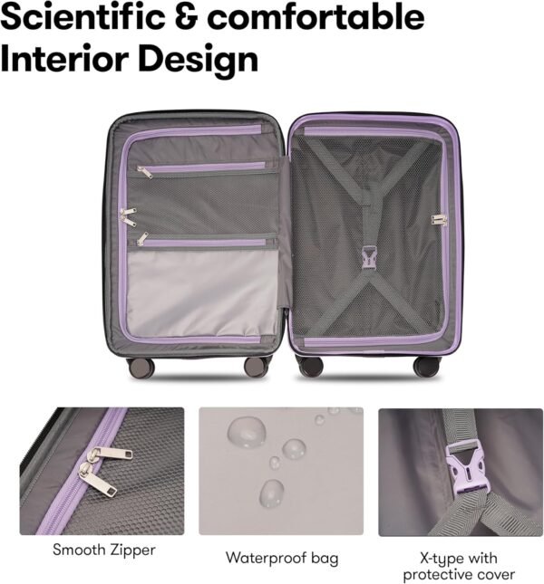 3 Piece Luggage Sets for Women,Durable Expandable Large Suitcases with Spinner Wheels Tsa Lock, 20in/25in/29in,Purple - Image 8